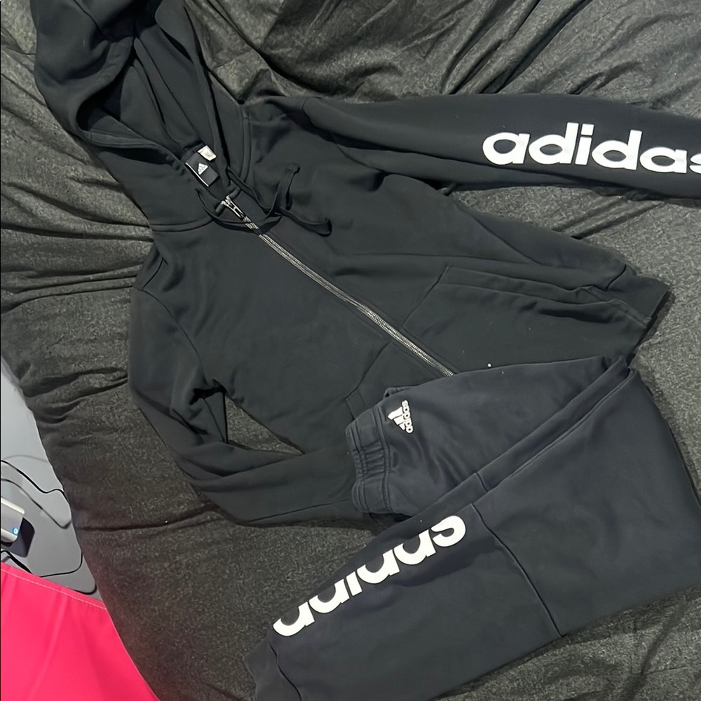 Adidas Black Sweatsuit with White Logo